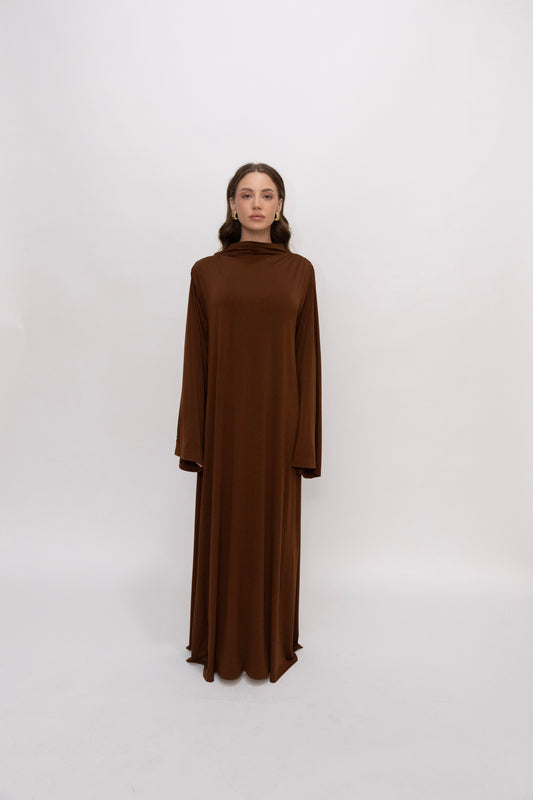 Premium Jersey Khimaar set - Chocolate