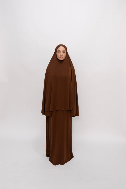 Premium Jersey Khimaar set - Chocolate