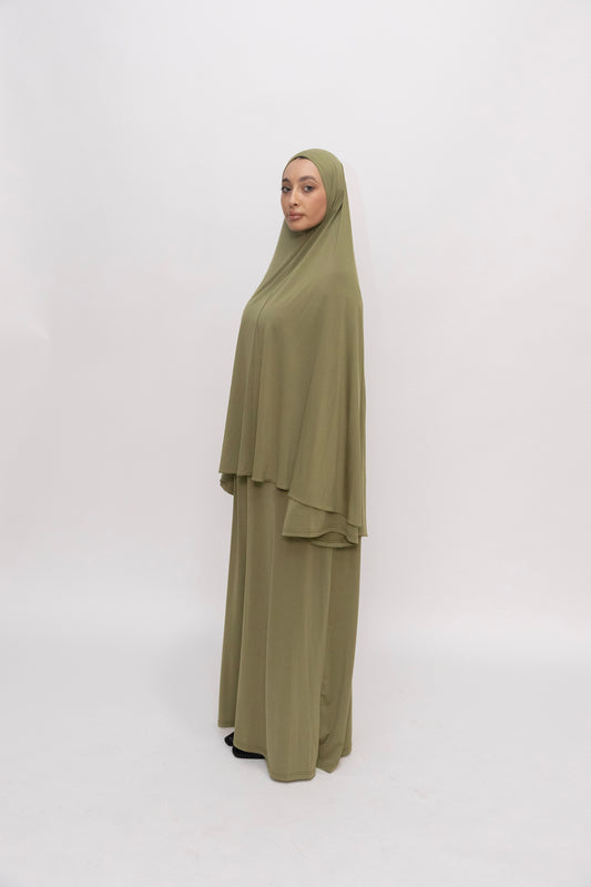 Premium Jersey Khimaar set - Moss Green