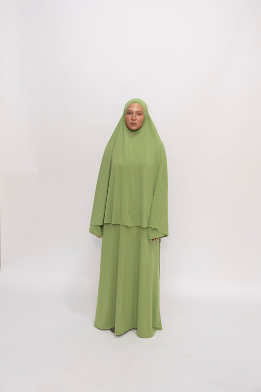 Premium Jersey Khimaar set - Leaf Green