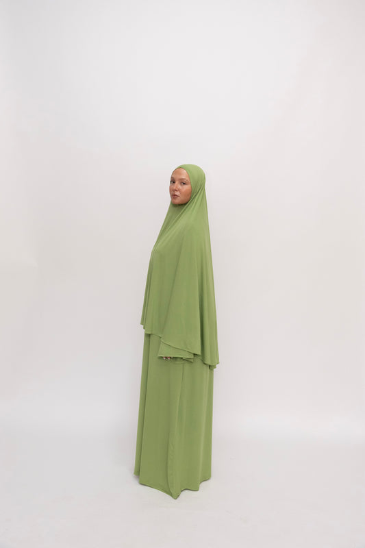 Premium Jersey Khimaar set - Leaf Green