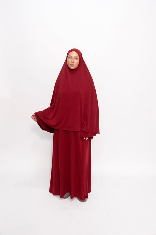 Premium Jersey Khimaar set - Burgundy