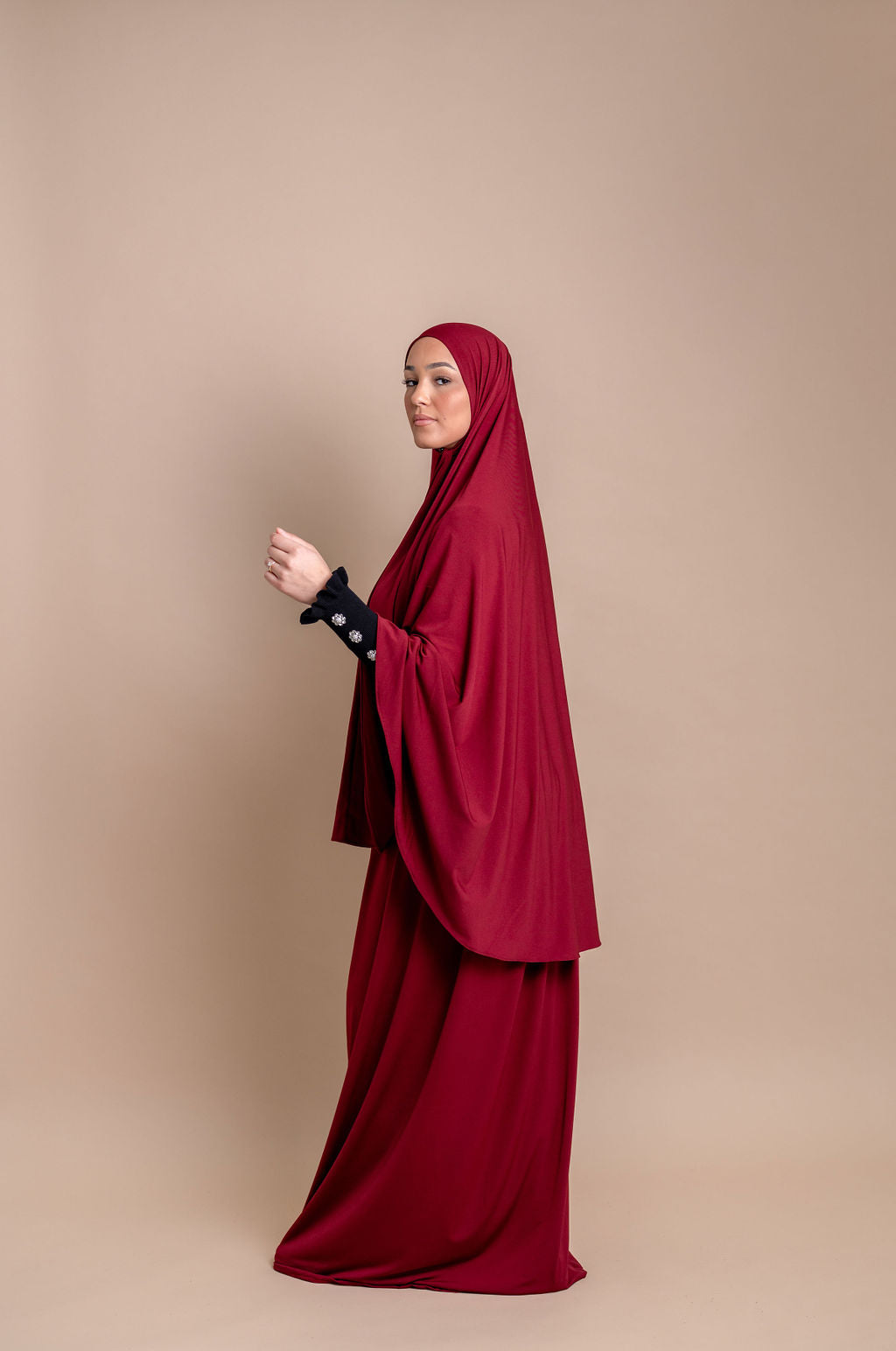 Premium Jersey Khimaar set - Burgundy