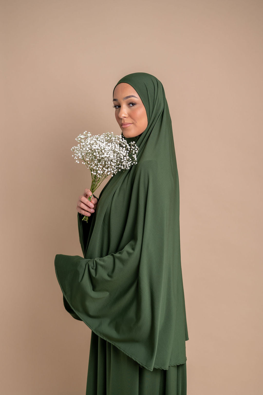 Premium Jersey Khimaar set - Olive Green