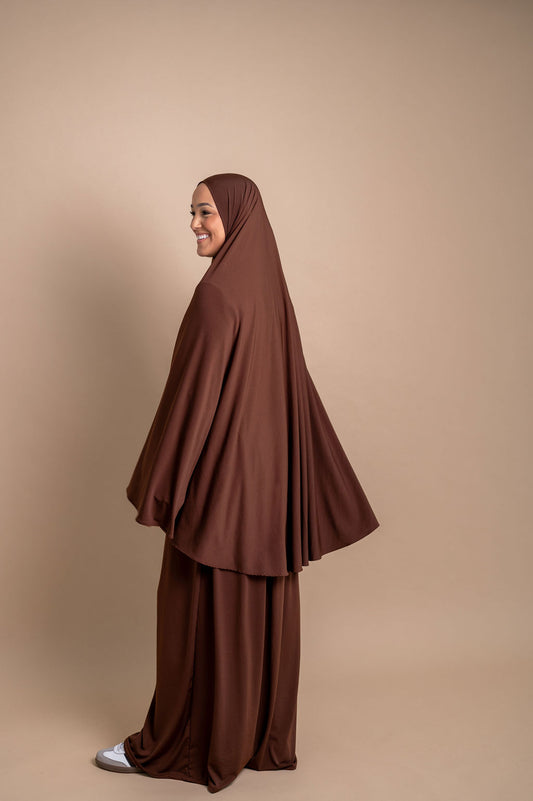 Premium Jersey Khimaar set - Chocolate