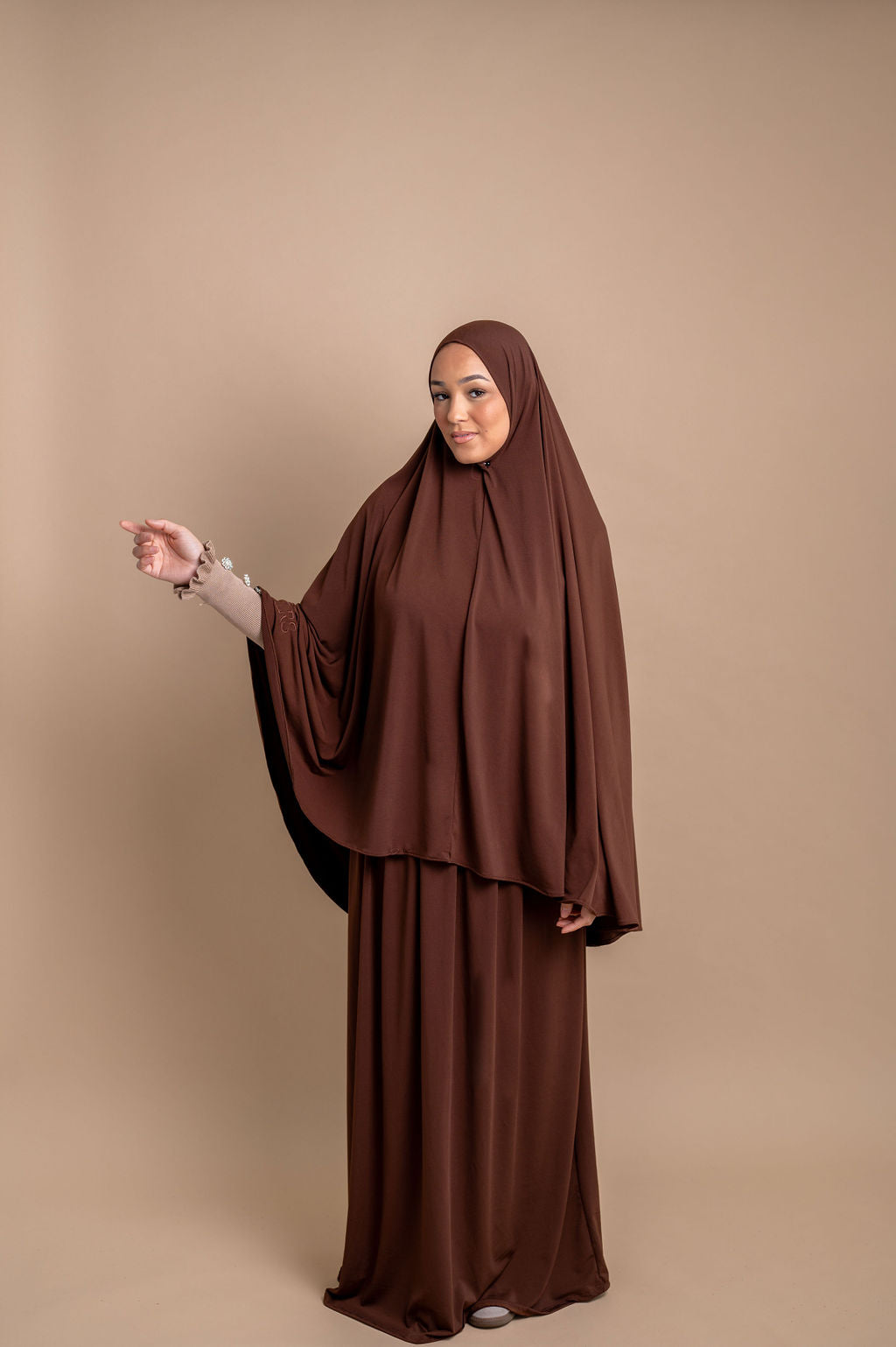 Premium Jersey Khimaar set - Chocolate