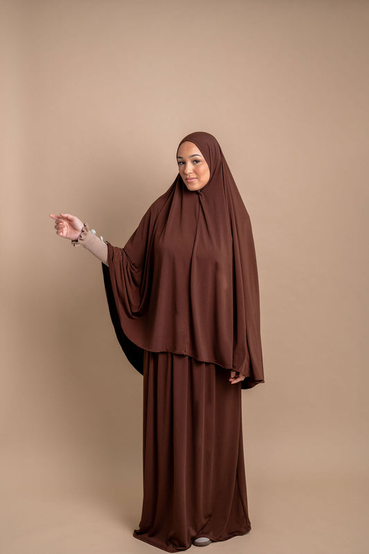 Premium Jersey Khimaar set - Chocolate
