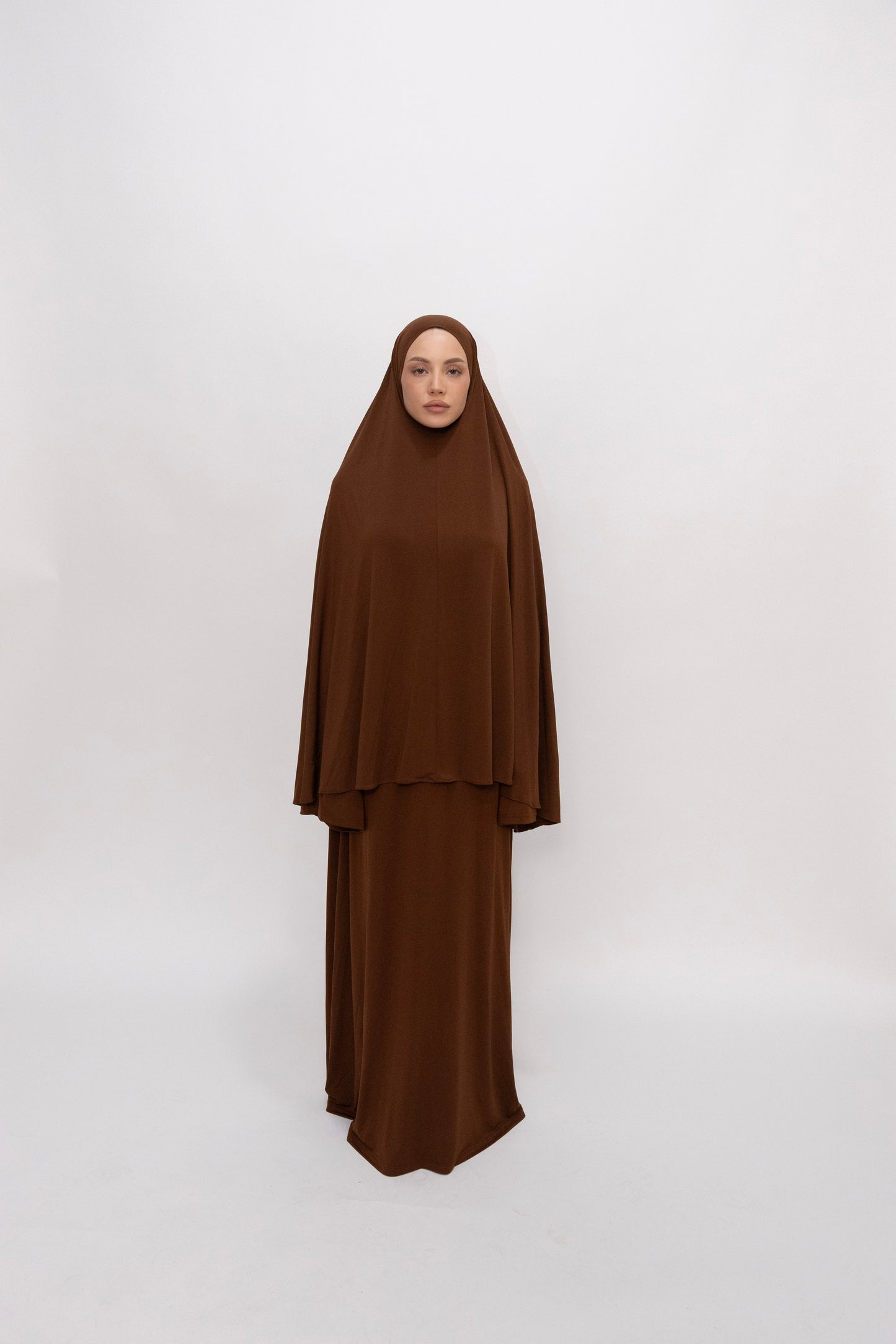 Premium Jersey Khimaar set -  Chocolate
