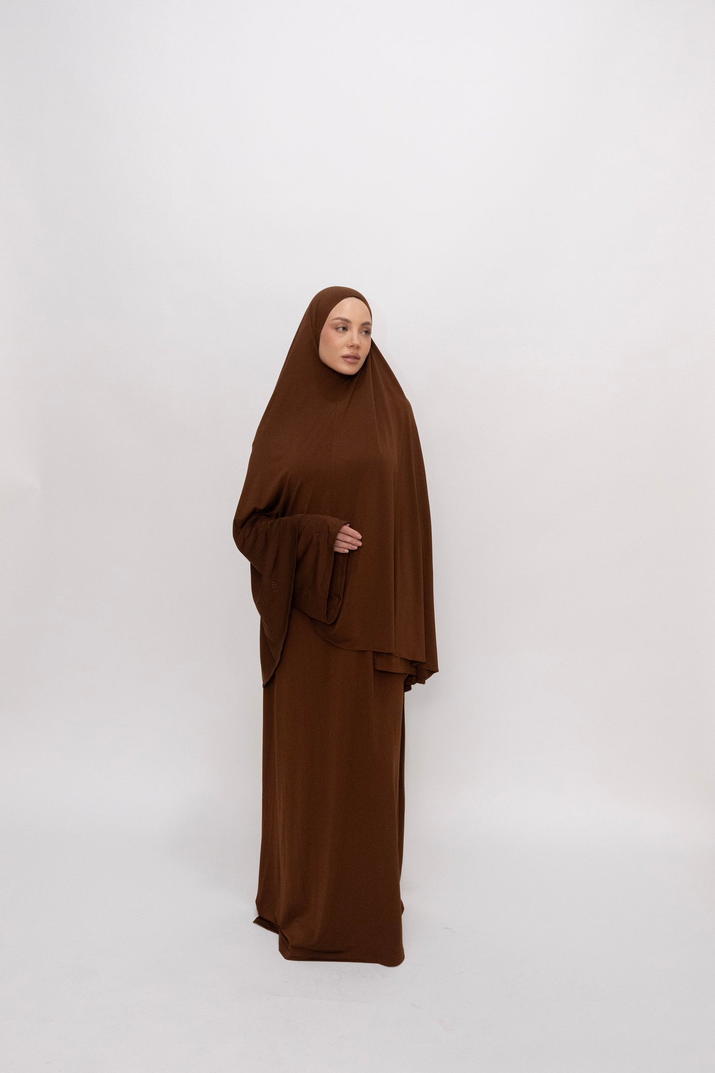 Premium Jersey Khimaar set -  Chocolate